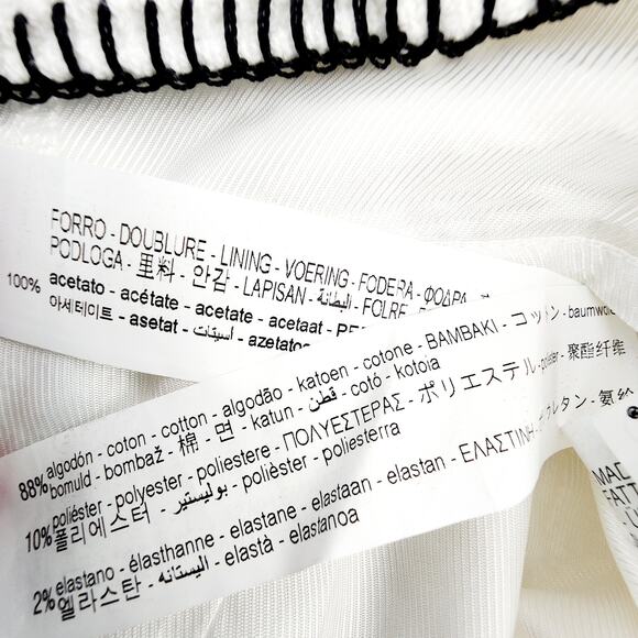 Zara White Tweed Cut Out Mini Dress with Contrast Stitching Cotton Blend Large - Picture 5 of 9